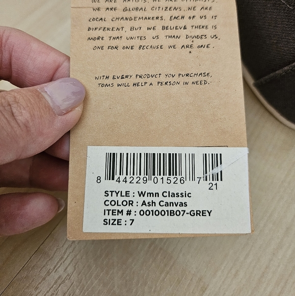 TOMS Venice Collection Classic Ash Canvas Alpargata Shoes Size 7 - Picture 8 of 8